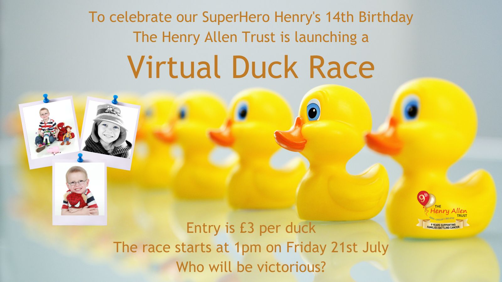 Virtual Duck Race Henry's 14th Birthday